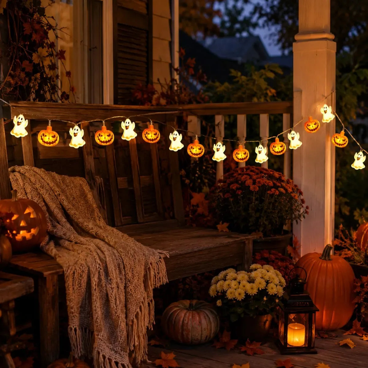 Guirlande Lumineuse LED Fantôme et Citrouille